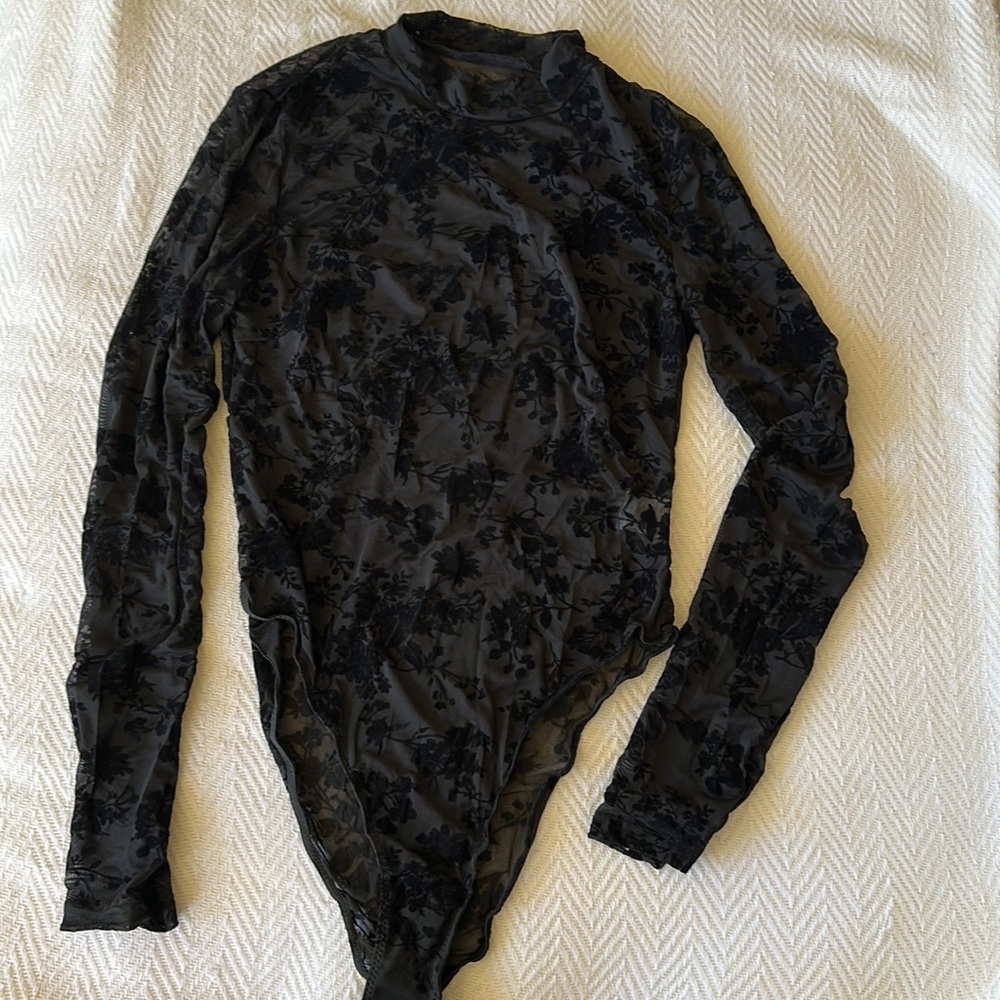 Sheer black bodysuit size Large